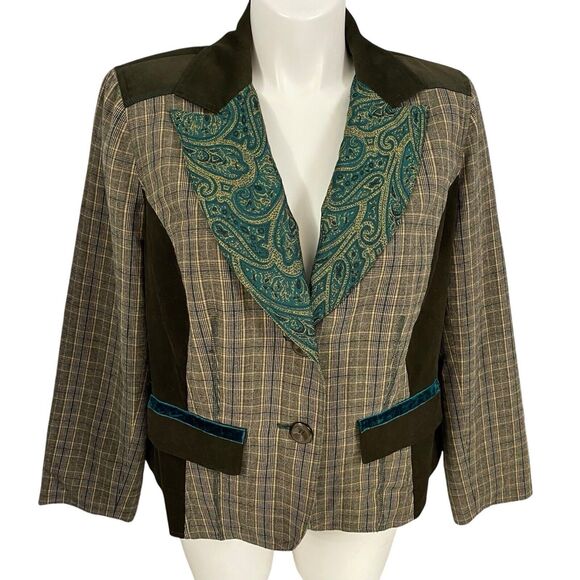 CJ Banks Blazer Womens 1X Jacket Patchwork Festival Career Professional Office - Picture 7 of 16